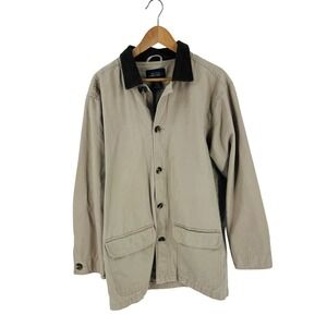 Vintage Cherokee Tan Cotton Canvas Barn Jacket Corduroy Collar Chore Coat
